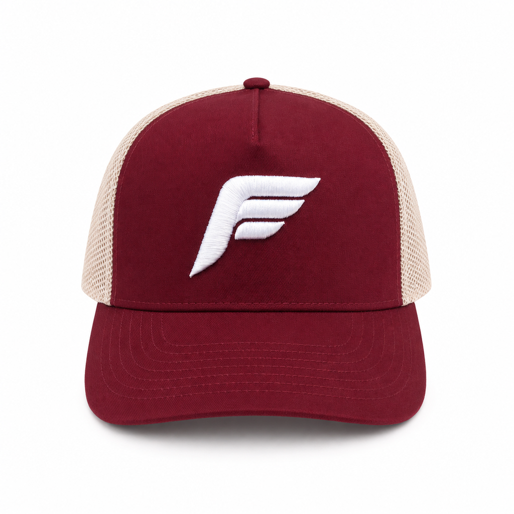Burgundy/Beige cap